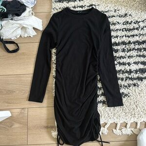 Ribbed Black Long Sleeve Dress (L)